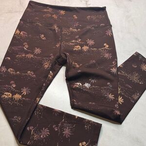 Beyond Yoga Chocolate Brown Palm Print Leggings